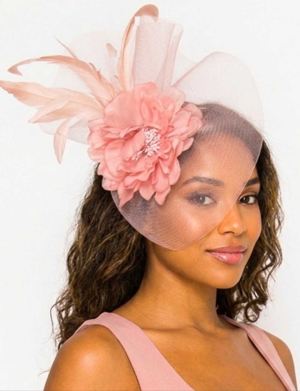 Beloved Millinery Elegant Pink Floral Feather Fascinator Headpiece